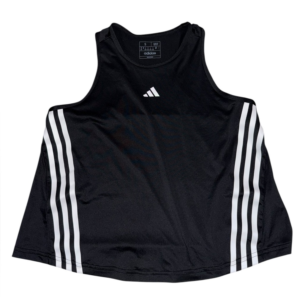 Adidas Black Tank Top with White Stripes Size Small